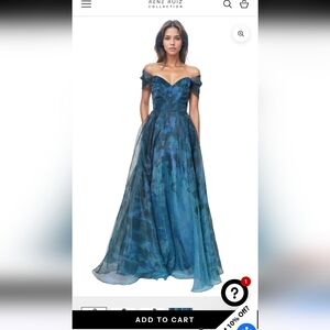 Dress Rene Ruiz Wrap Sleeve Off The Shoulder Organza Gown Sz 12